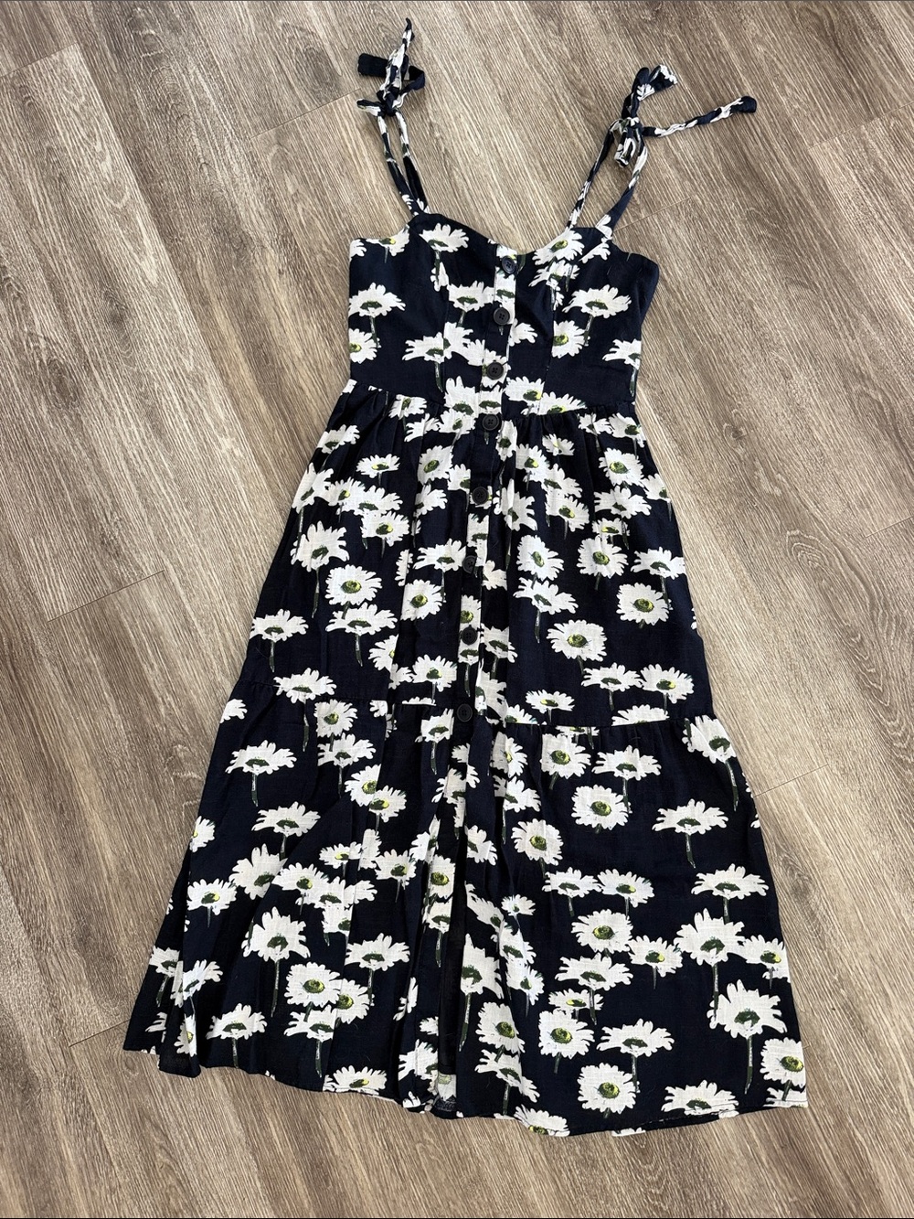 Urban outfitters Positano midi dress navy blue sunflower floral boho small